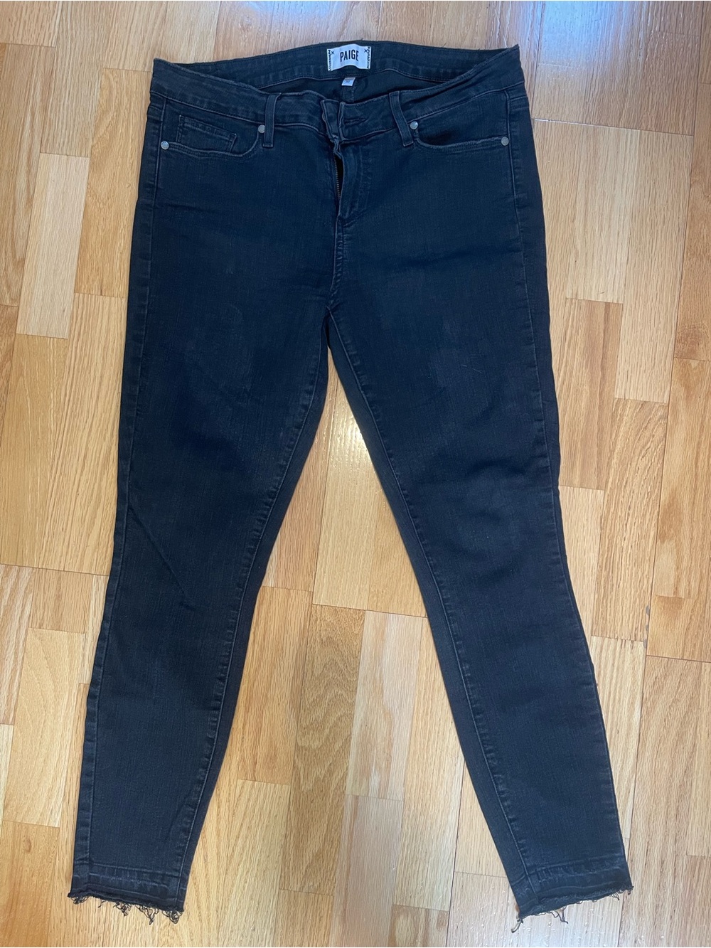 PAIGE Black Skinny Jeans with Raw Hem